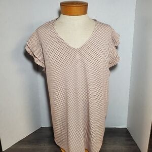 Adrianna Papell Black and Cream Polka Dot Top